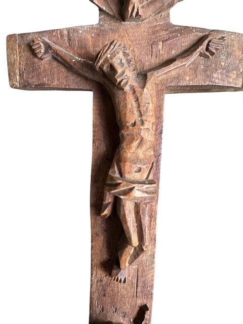 Wood Reliquary Cross with Relics from Bavaria, 19th Century