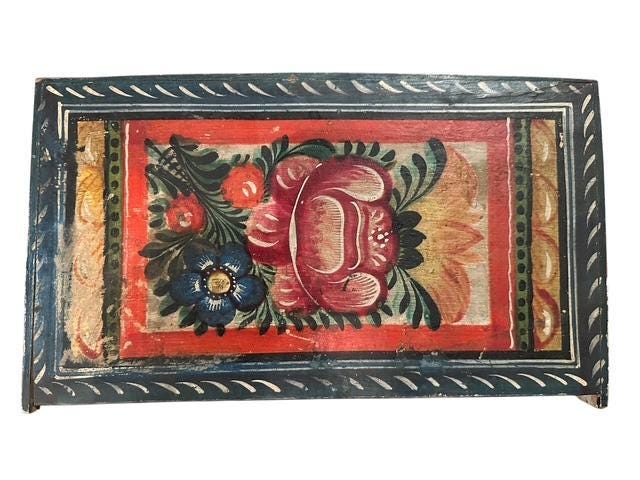 German Bavarian Painted Wood Box, 1910s