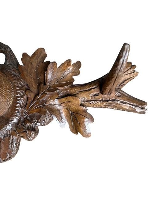 Black Forest Carved Goat Ibex Coat Hat Rack with Glass Eyes, 1900s