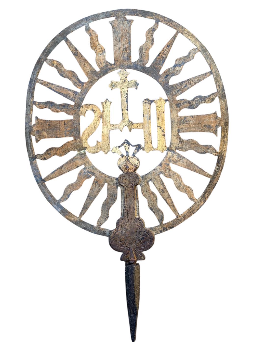 18th Century Processional Cross, Gilt Traces, Found in Germany