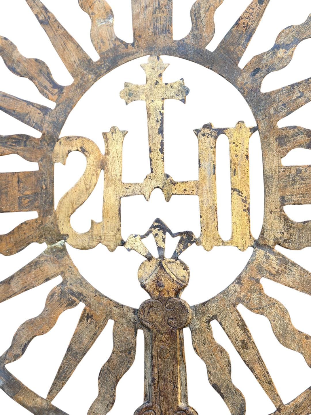 18th Century Processional Cross, Gilt Traces, Found in Germany