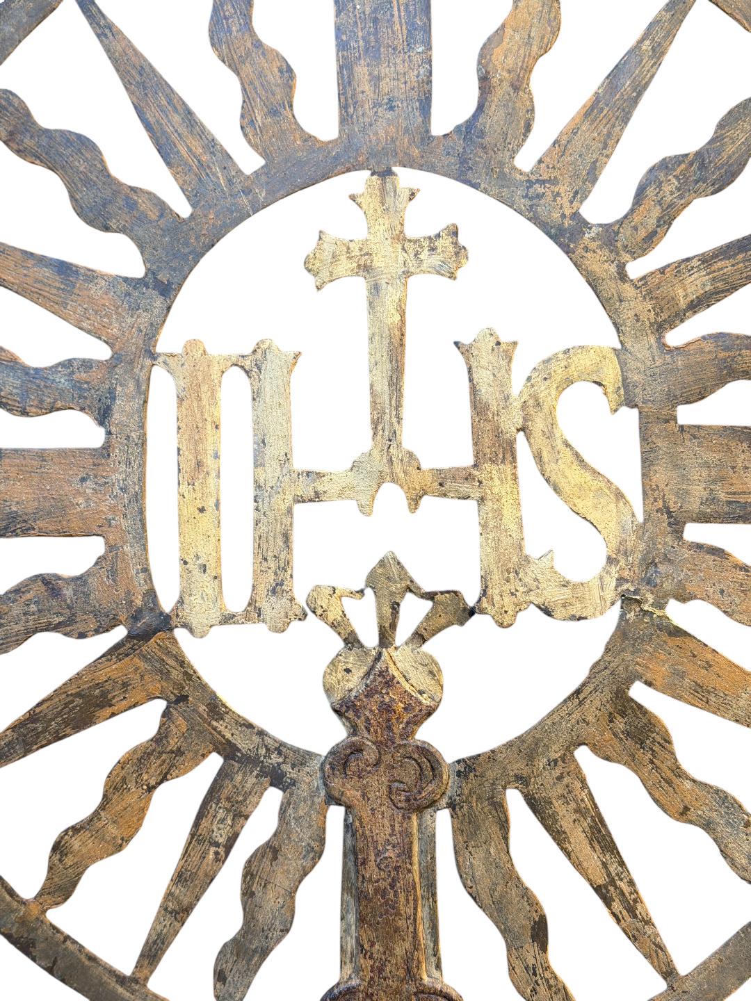 18th Century Processional Cross, Gilt Traces, Found in Germany