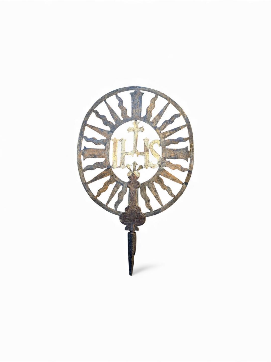 18th Century Processional Cross, Gilt Traces, Found in Germany