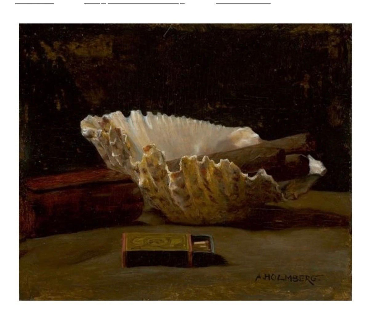Oil Painting on Board, Still Life Tobacciana, August Johann Holmberg, Signed