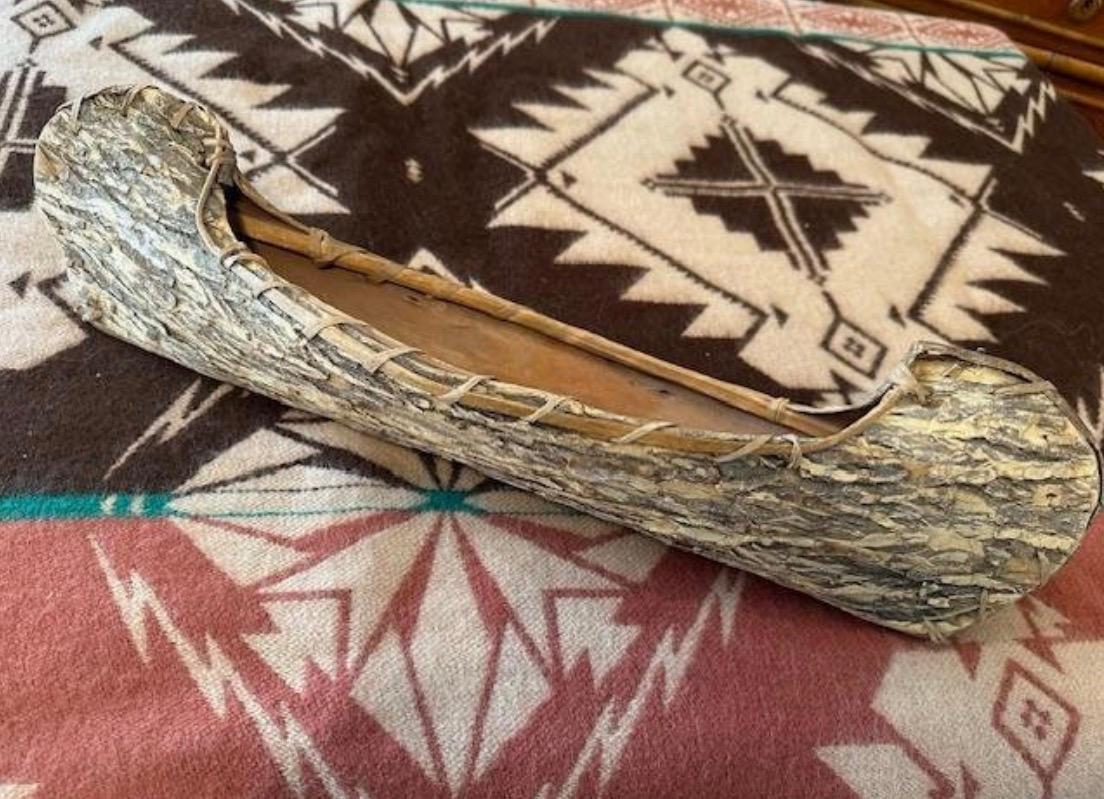 Bark Canoe Model, Adirondack Style, Wall or Shelf Display