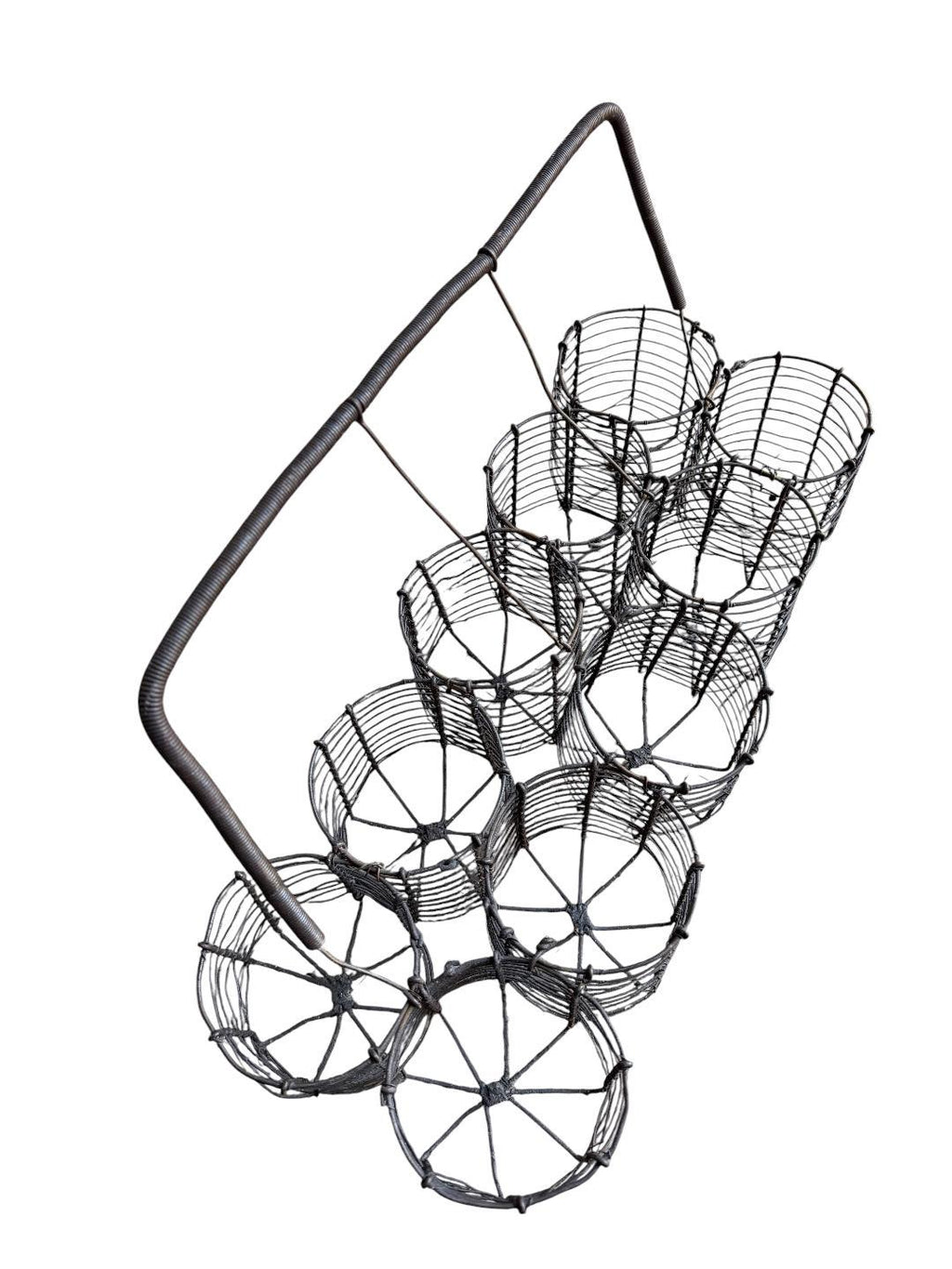 Antique French Wire Bottle Basket, Holds 10 Bottles