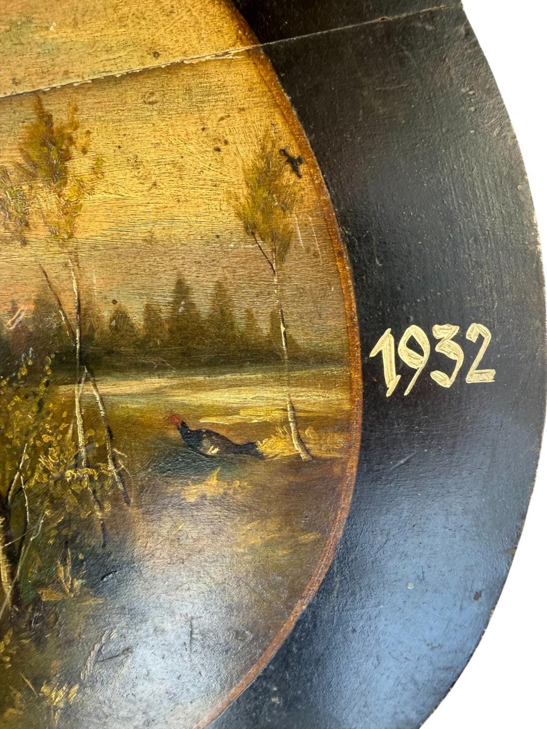 1940s German Painted Wood Shooting Target with Bullet Holes, Black Forest Decor