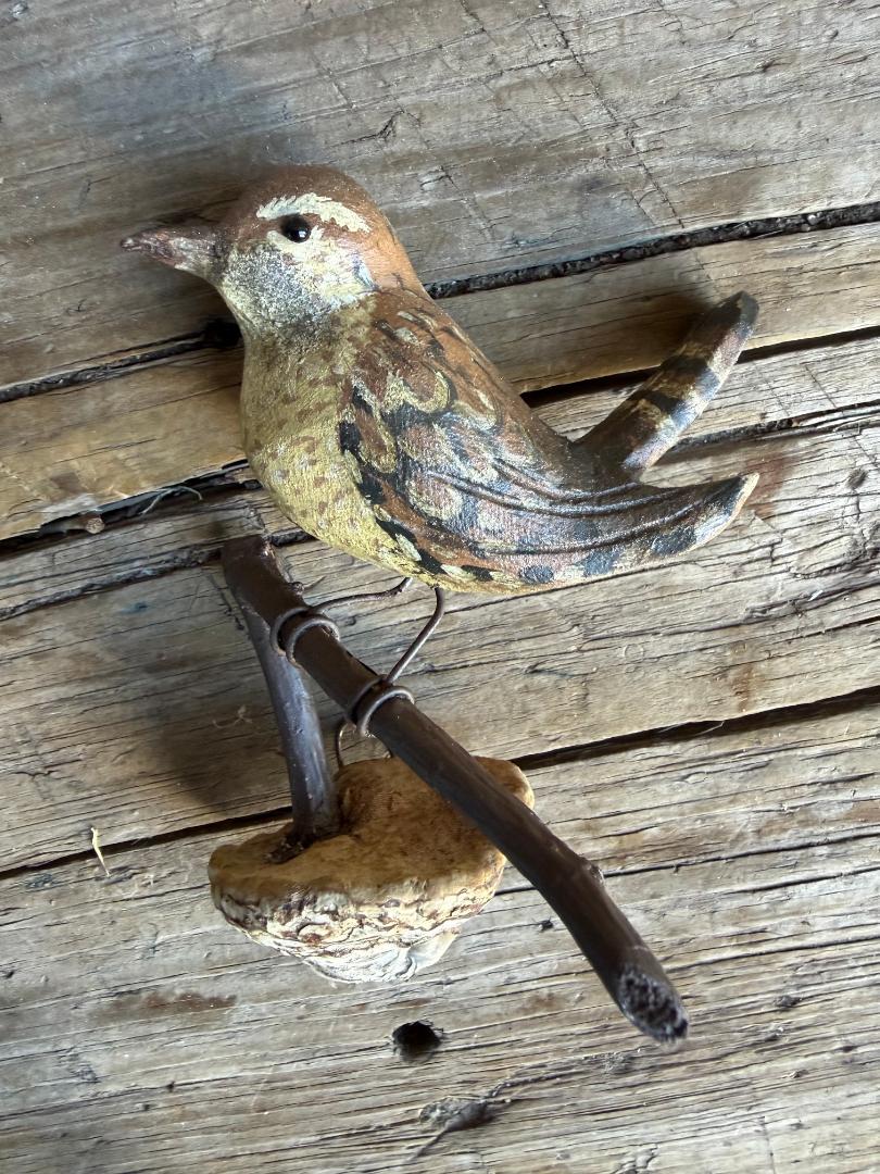 Austrian Folk Art Carved Wood Bird #72, 1930s