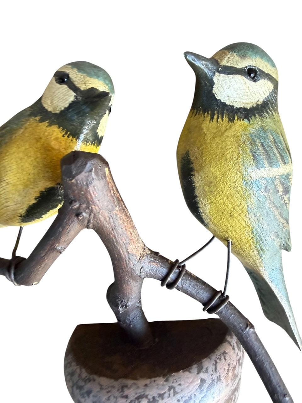 Austrian Folk Art Carved Wood Bird Pair #70, 1930s