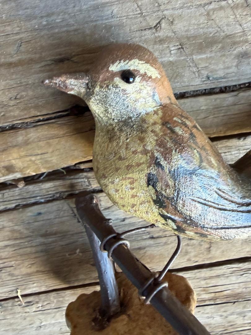 Austrian Folk Art Carved Wood Bird #72, 1930s