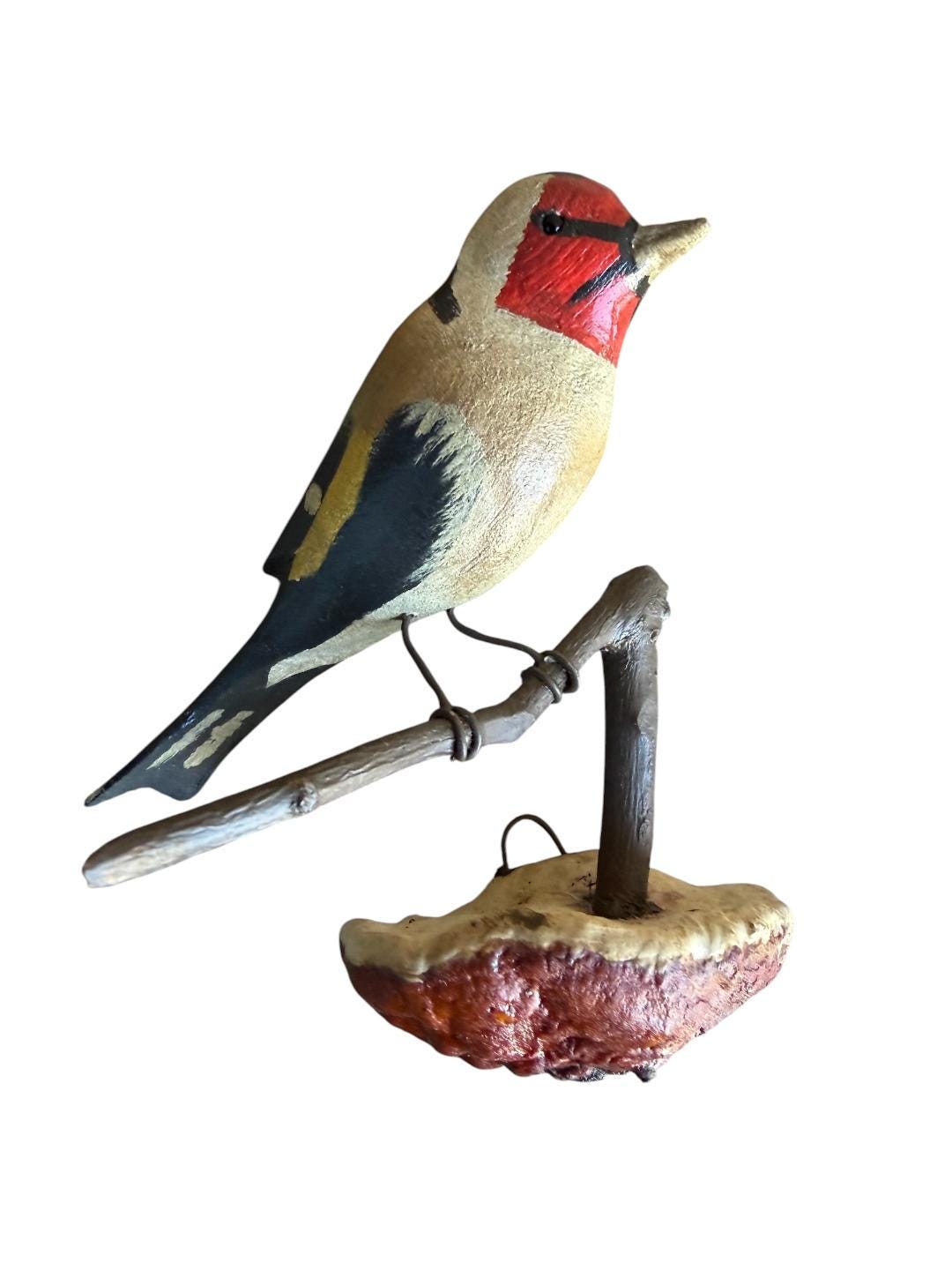 Austrian Folk Art Carved Wood Bird #73, 1930s