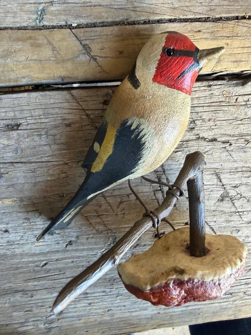 Austrian Folk Art Carved Wood Bird #73, 1930s