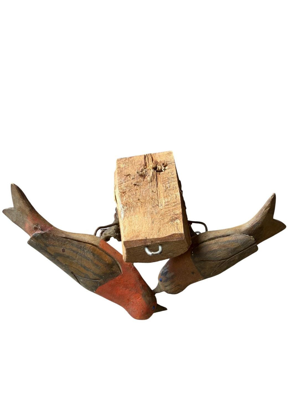 Austrian Folk Art Carved Wood Bird Pair #82, 1930s