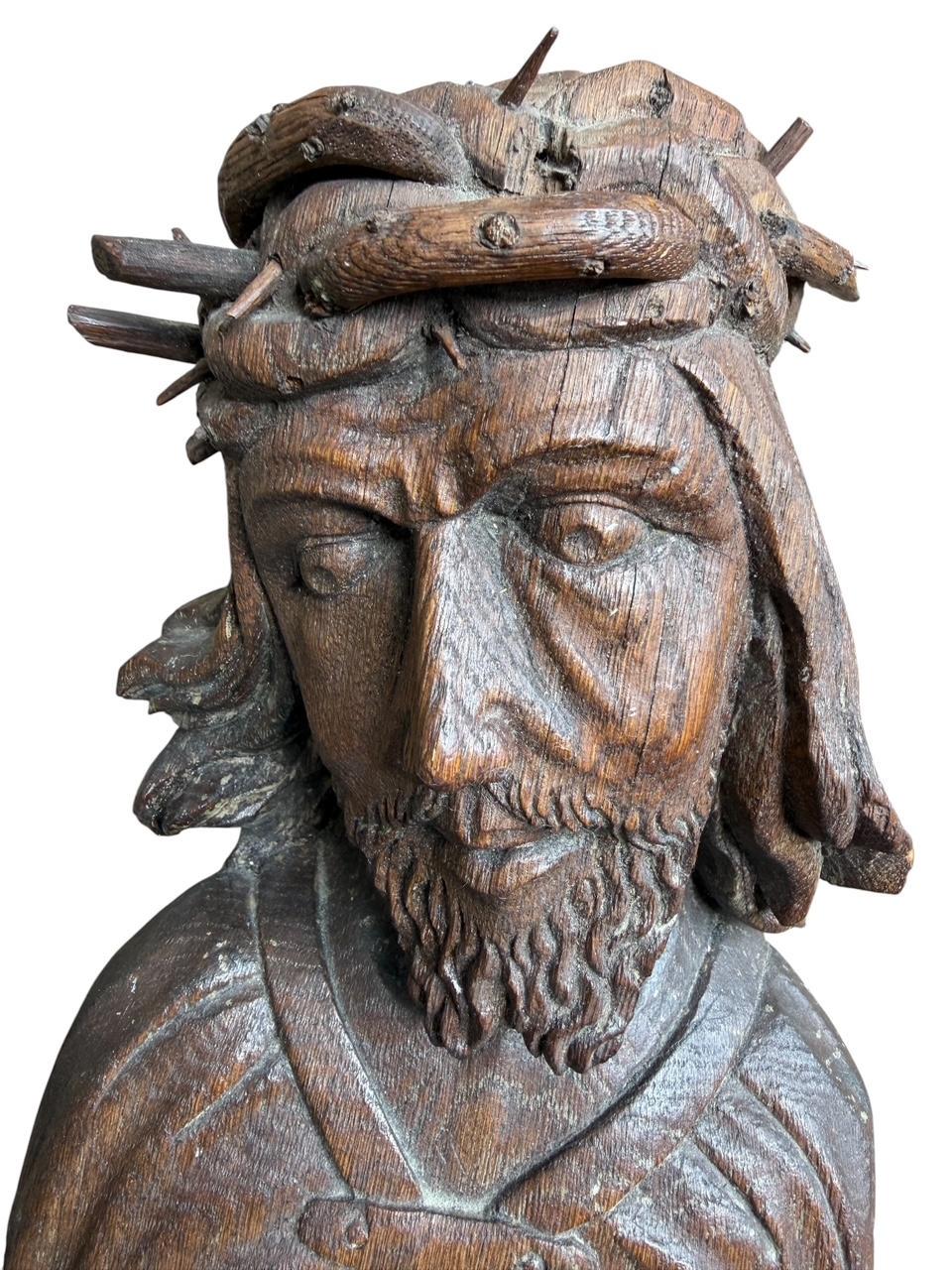 Neo Gothic Wood Carving of Christ, Religious Folk Art