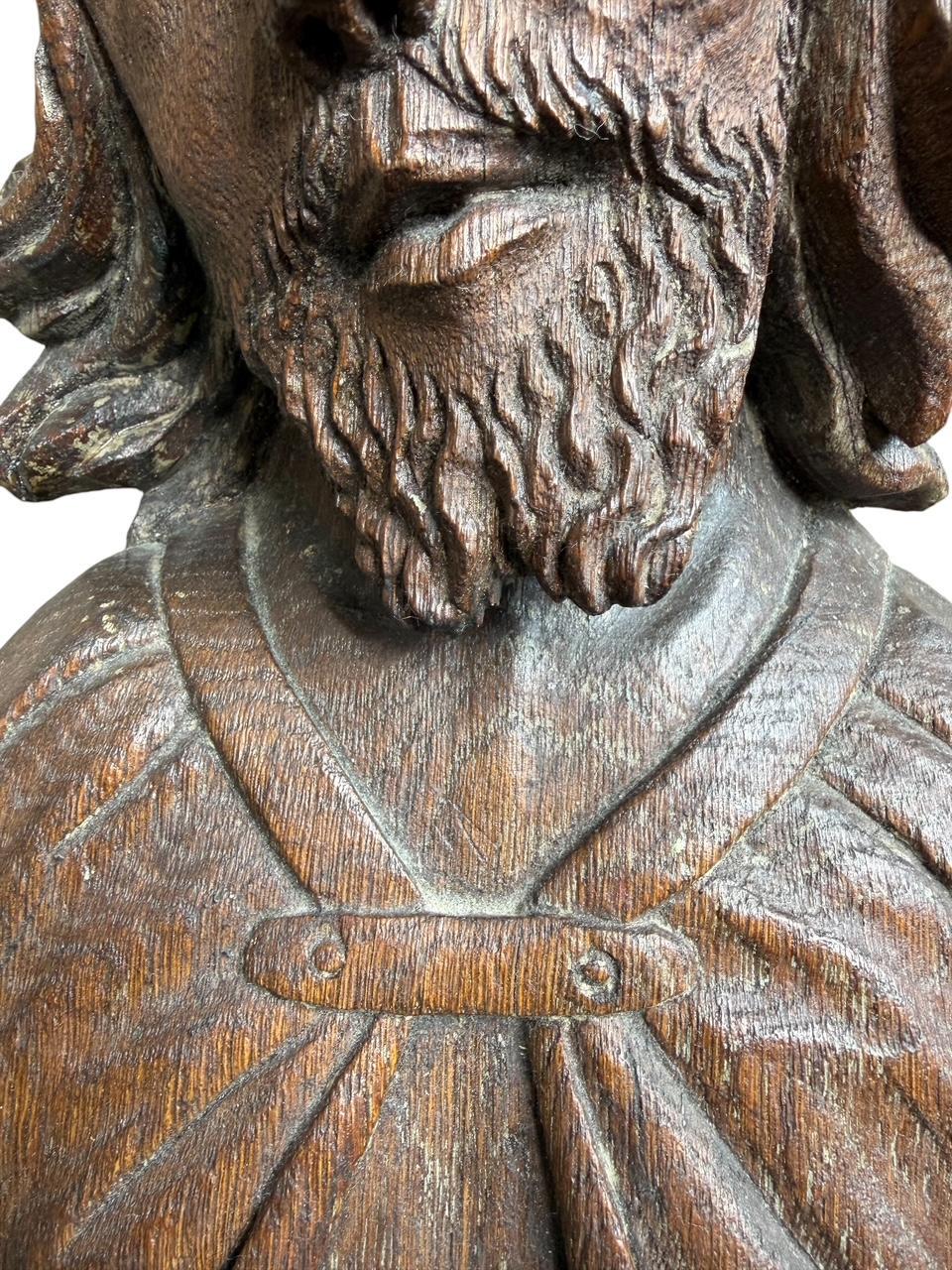 Neo Gothic Wood Carving of Christ, Religious Folk Art