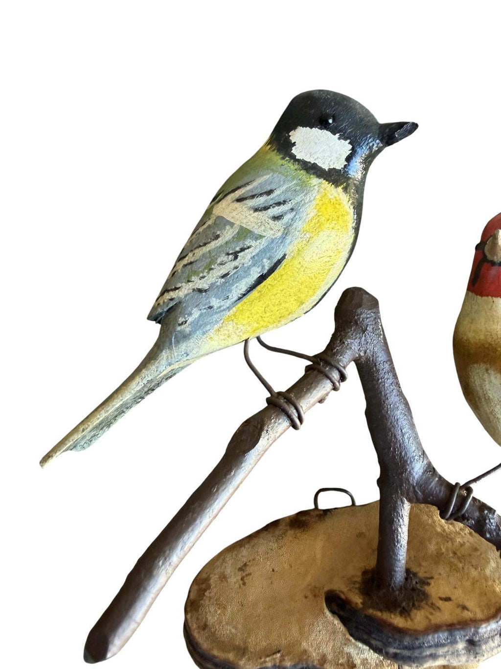Austrian Folk Art Carved Wood Birds, 7.5 Inches, 1930s