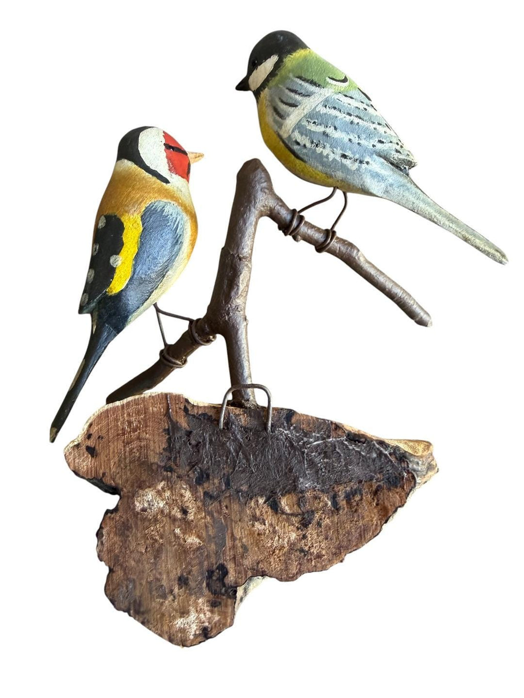 Austrian Folk Art Carved Wood Birds, 7.5 Inches, 1930s
