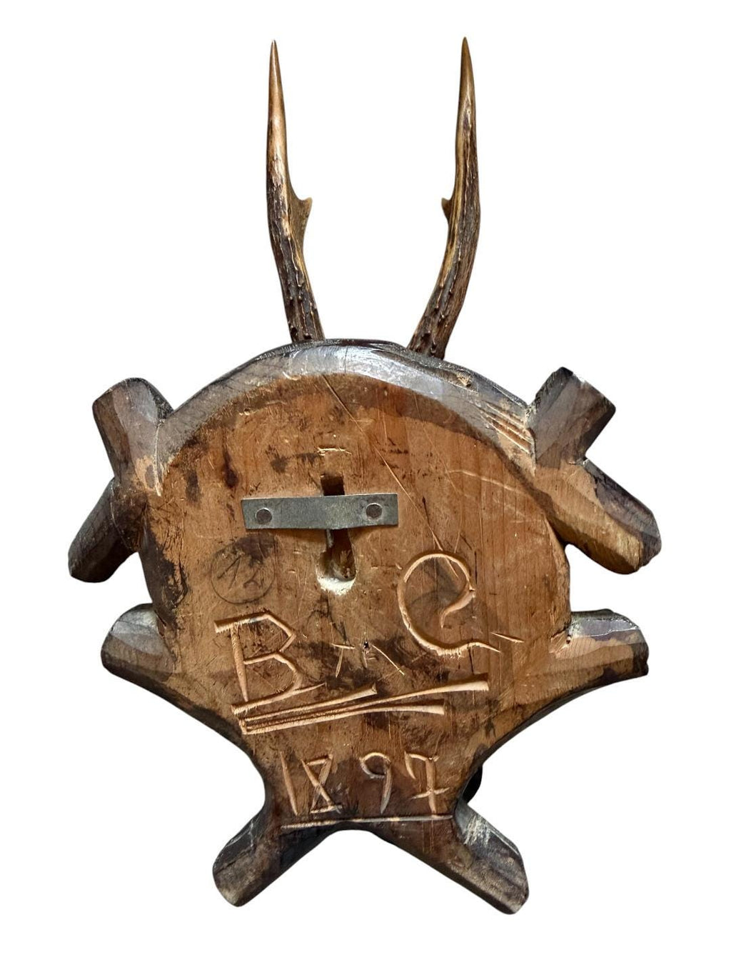 Roe Deer Trophy 161, Black Forest Antlers Mount, 1900s