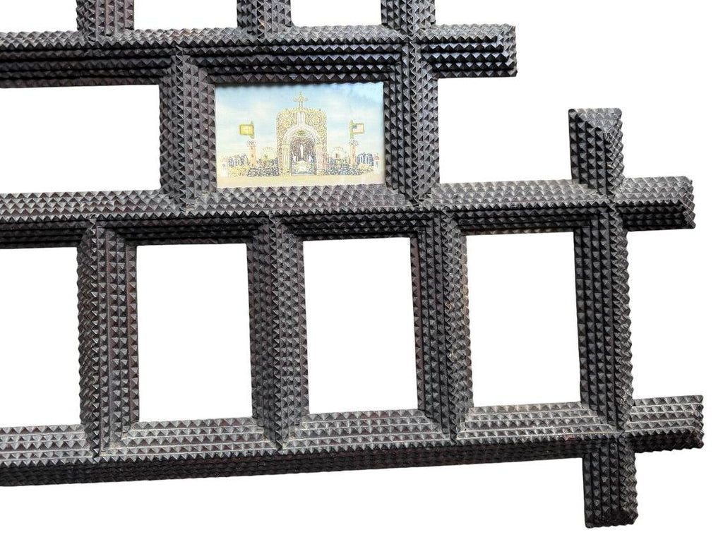 Large Tramp Art Frame, 31 x 25 Inches, 1900s