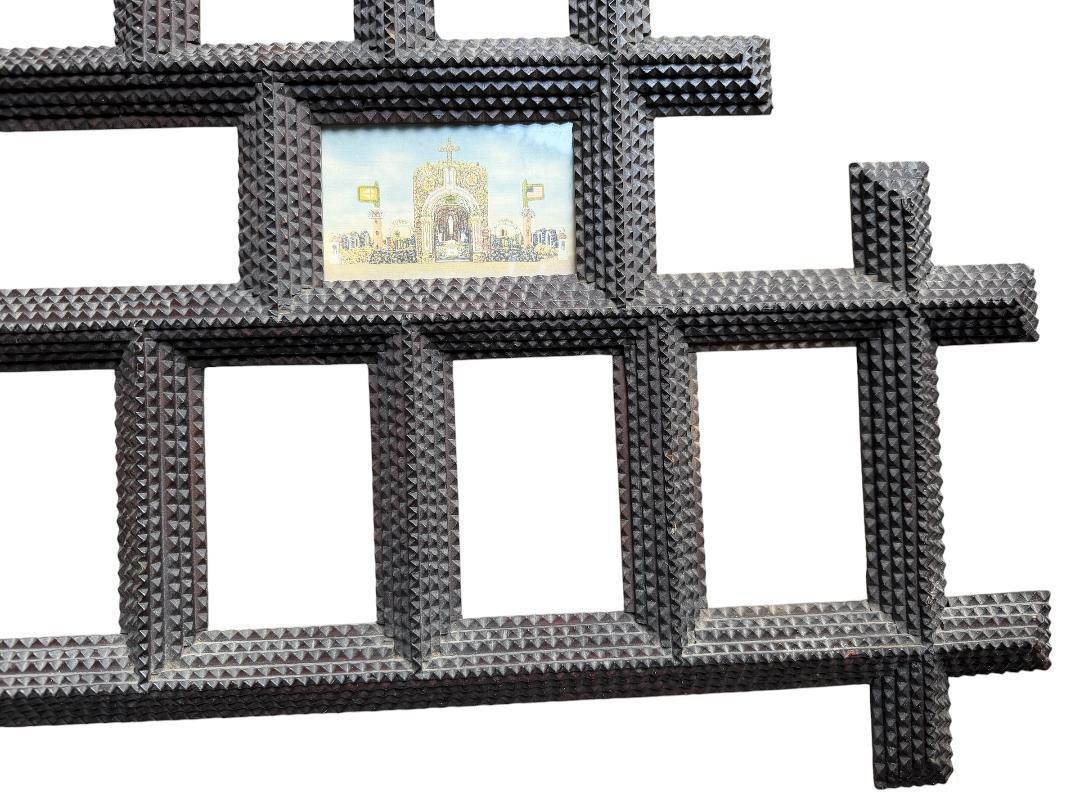Large Tramp Art Frame, 31 x 25 Inches, 1900s
