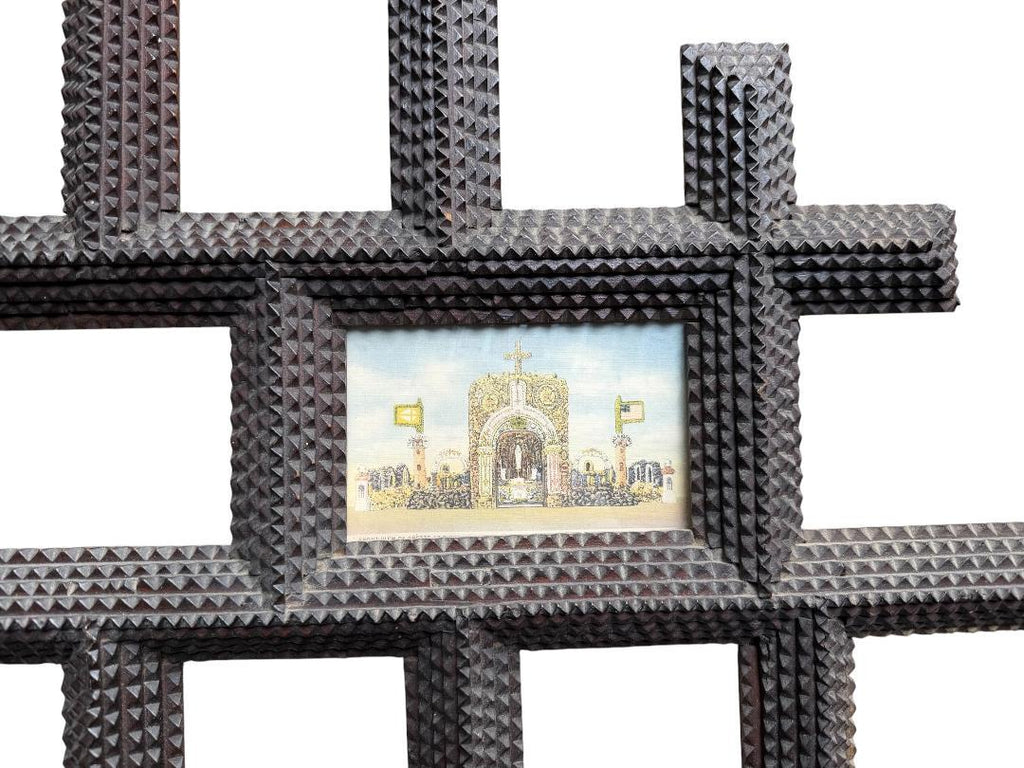 Large Tramp Art Frame, 31 x 25 Inches, 1900s