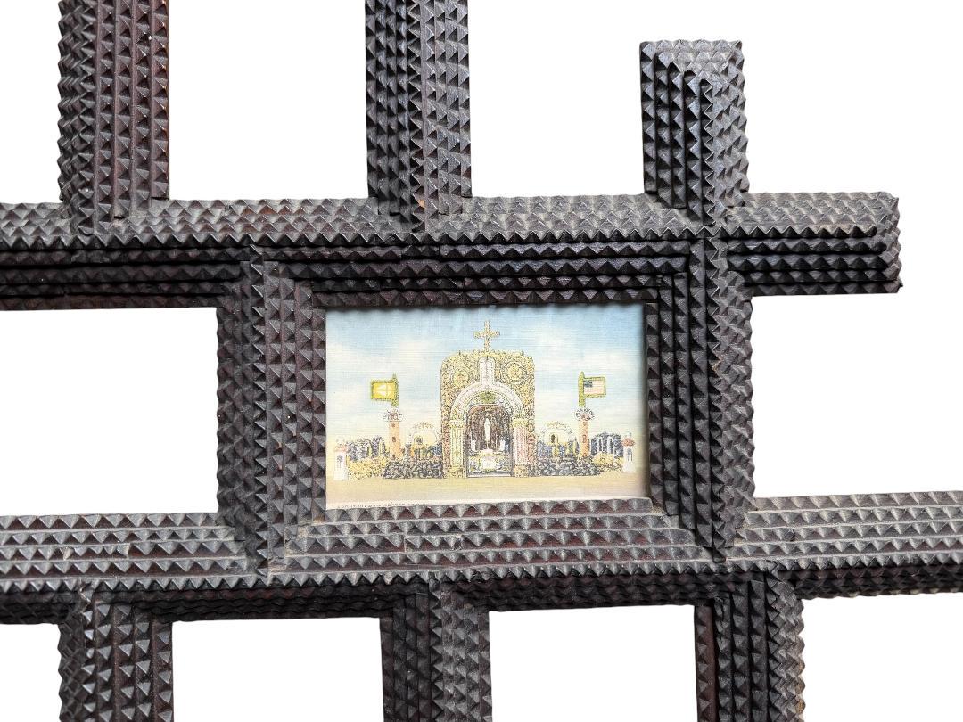 Large Tramp Art Frame, 31 x 25 Inches, 1900s