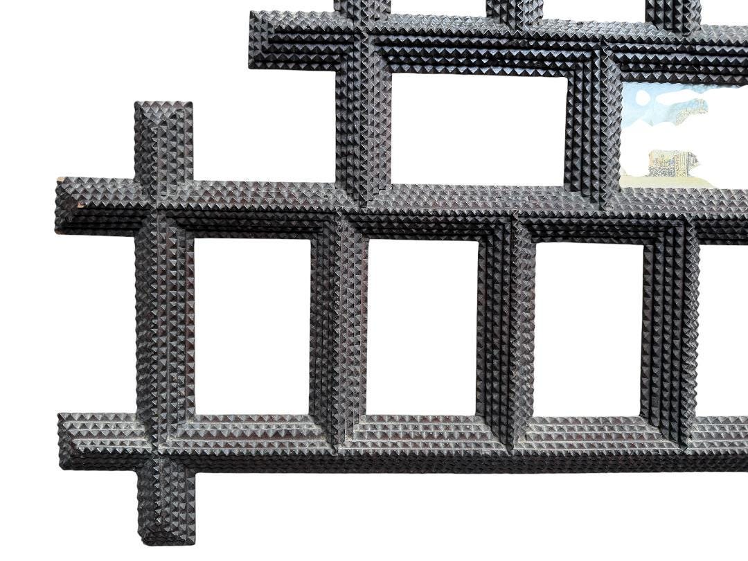 Large Tramp Art Frame, 31 x 25 Inches, 1900s