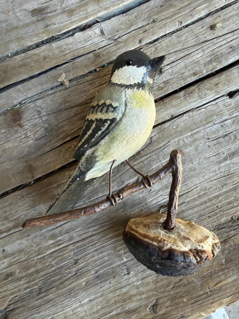 Austrian Folk Art Carved Wood Bird #83, 1930s