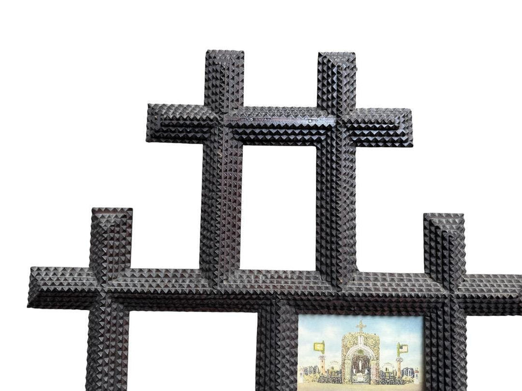Large Tramp Art Frame, 31 x 25 Inches, 1900s