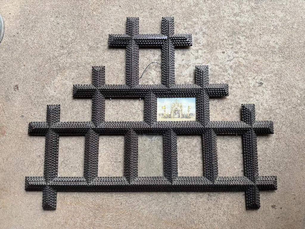 Large Tramp Art Frame, 31 x 25 Inches, 1900s