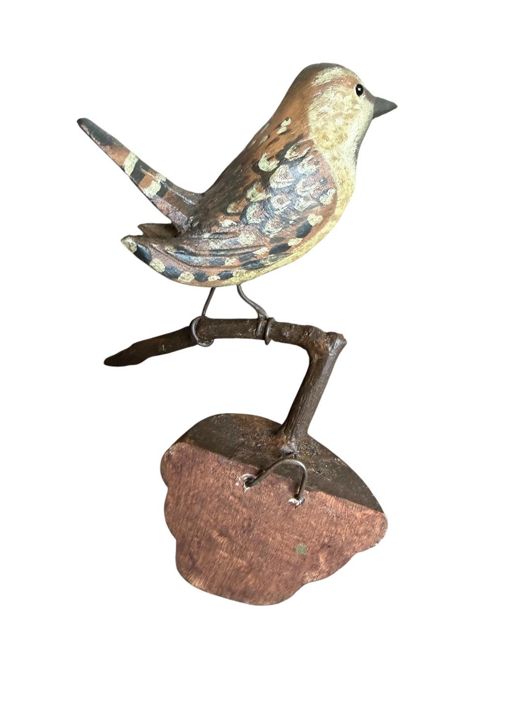 Austrian Folk Art Carved Wood Wren #95, 1930s