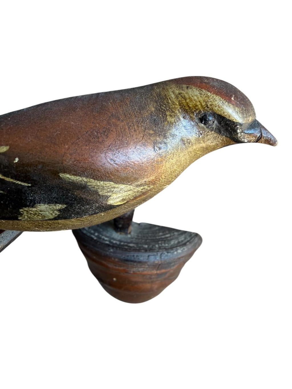 Austrian Folk Art Carved Wood Chaffinch, 4 Inches, 1930s