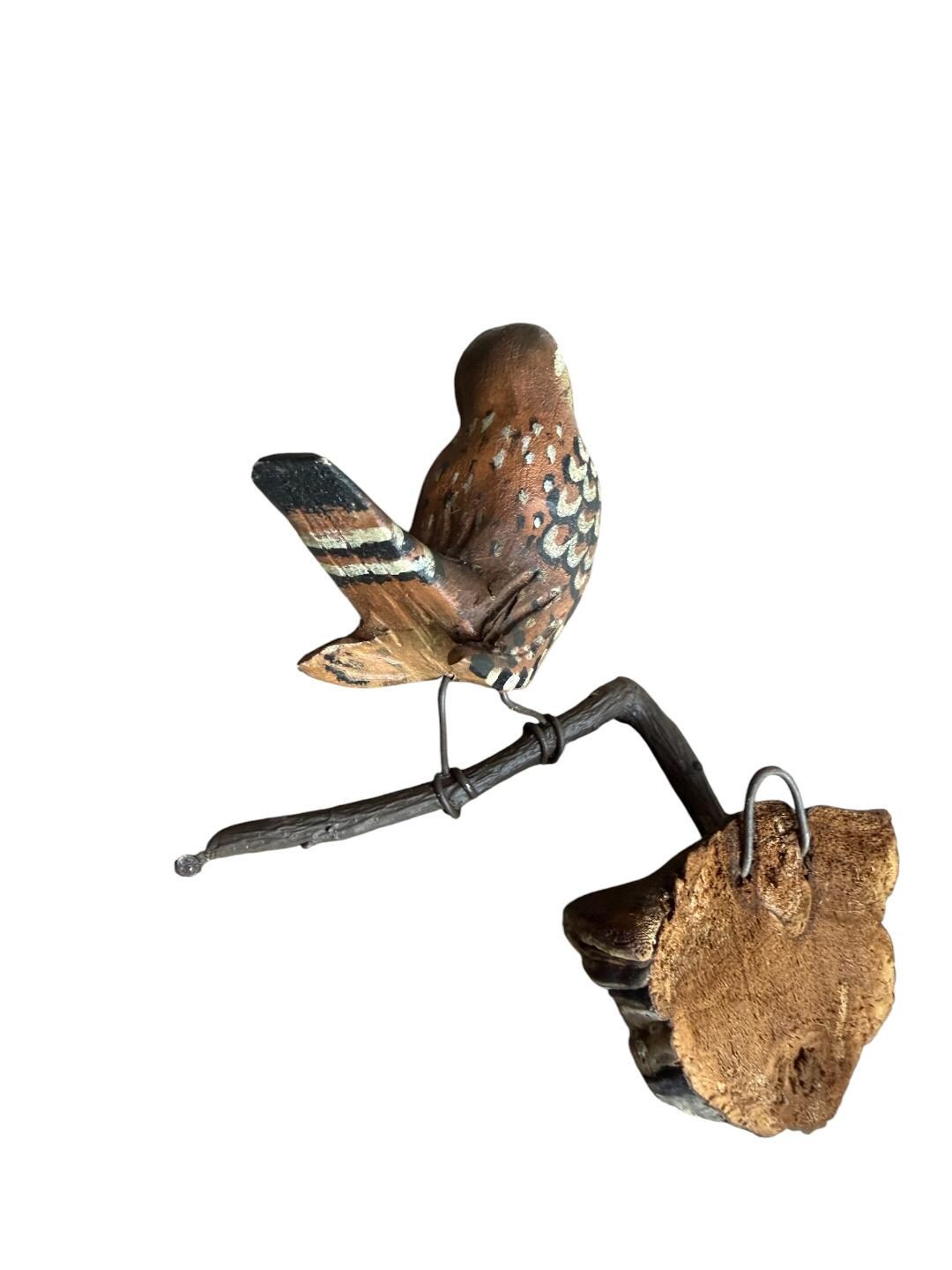 Austrian Folk Art Carved Wood Wren #94, 1930s