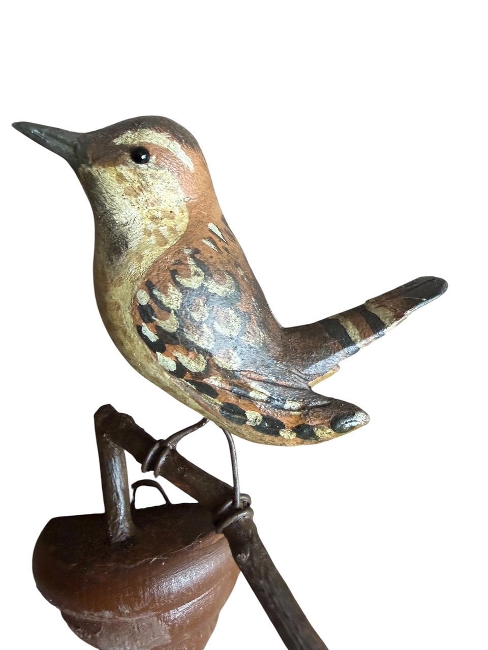 Austrian Folk Art Carved Wood Wren #95, 1930s