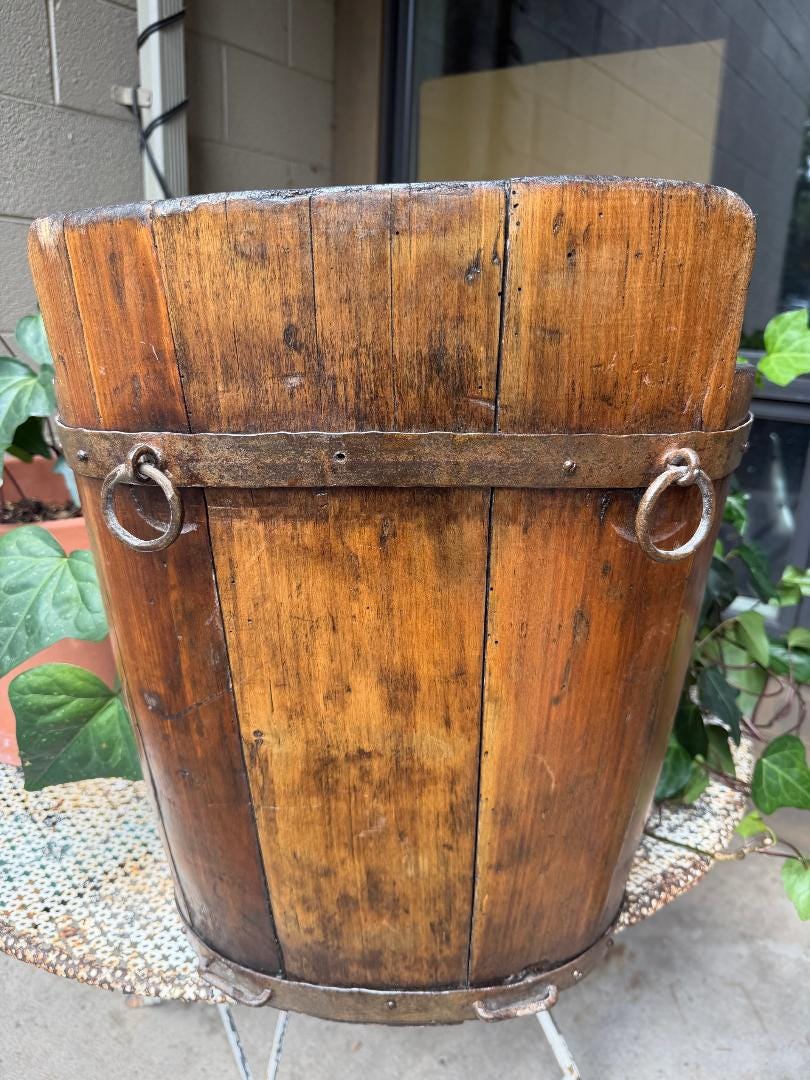 Antique French Wood Grape Hod Basket, 1900s