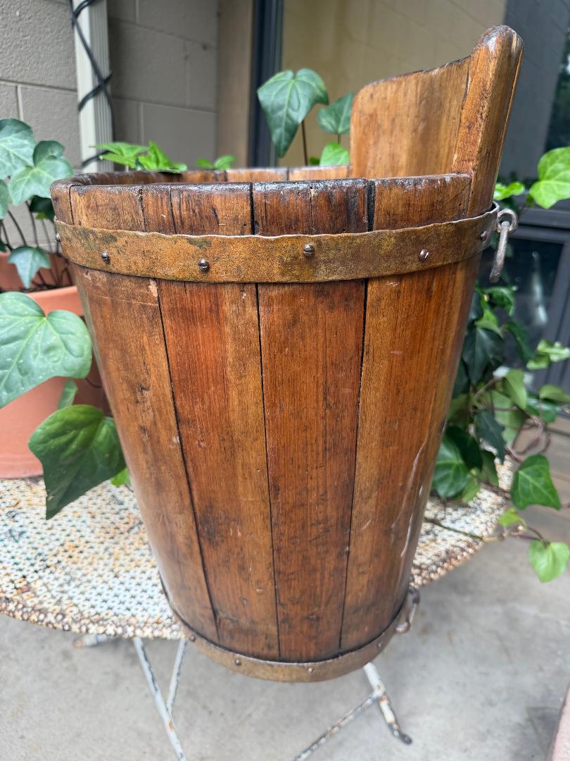 Antique French Wood Grape Hod Basket, 1900s