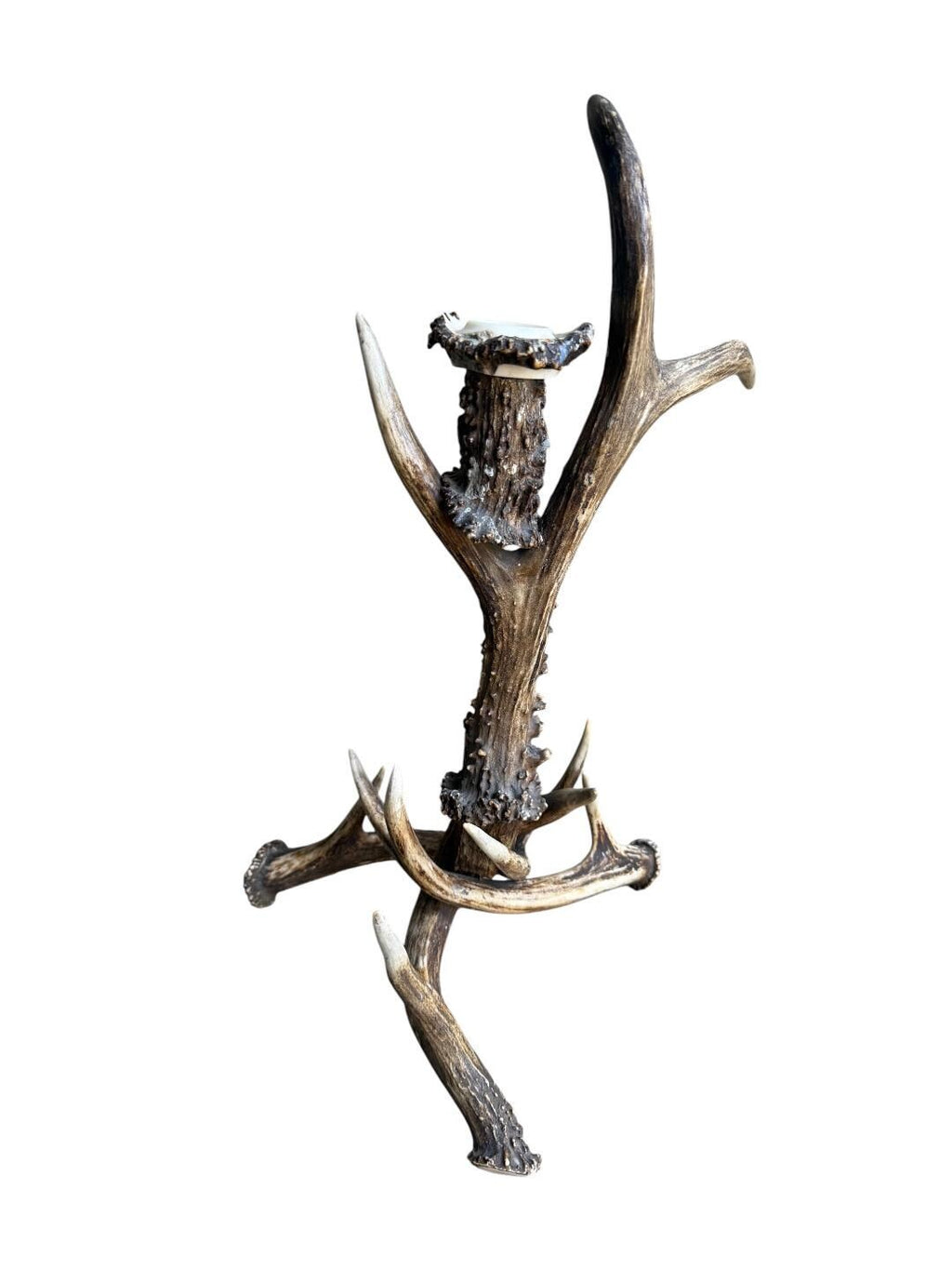 Black Forest Antler Candelabra, Rustic Alpine Candle Holder