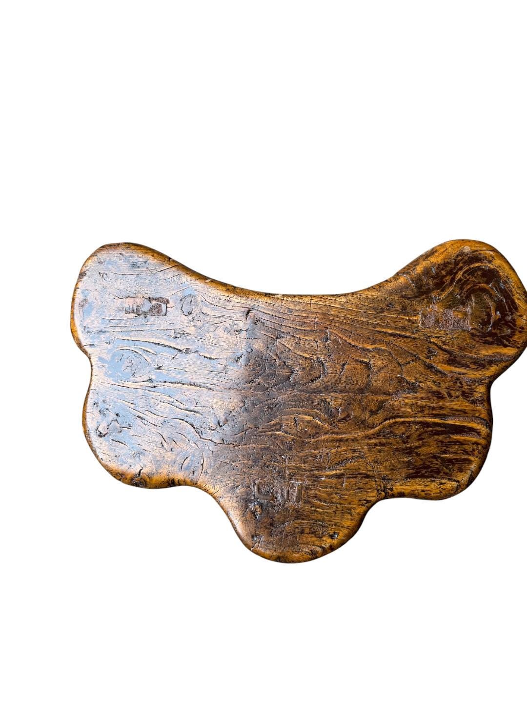 Antique Wood Three-Legged Stool, 1900s