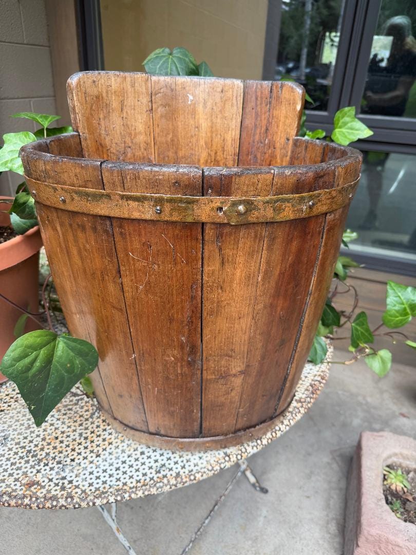Antique French Wood Grape Hod Basket, 1900s
