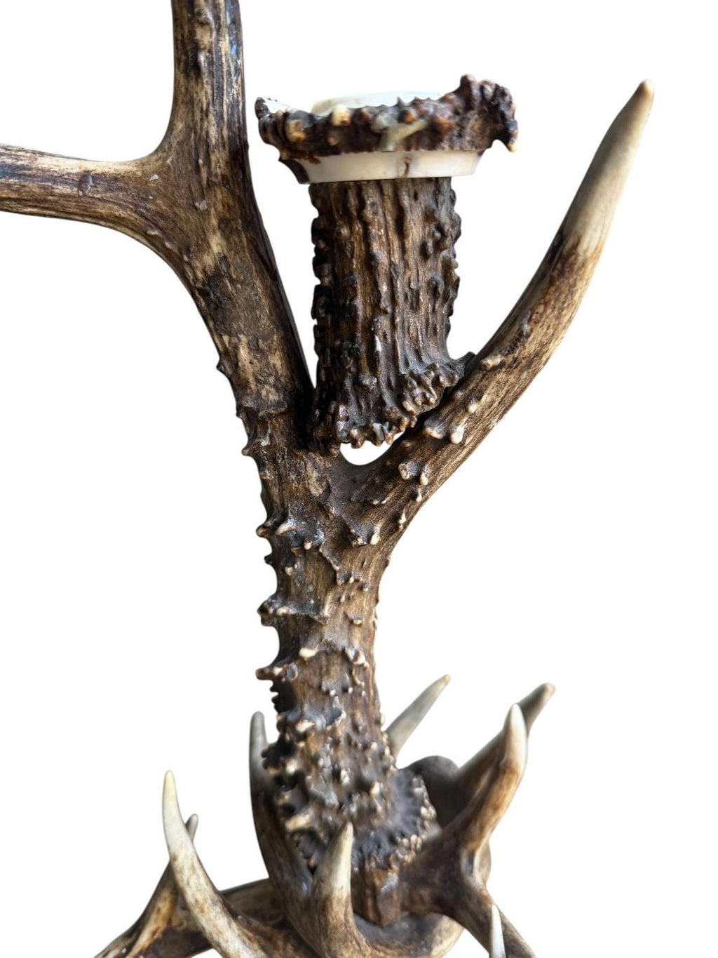Black Forest Antler Candelabra, Rustic Alpine Candle Holder