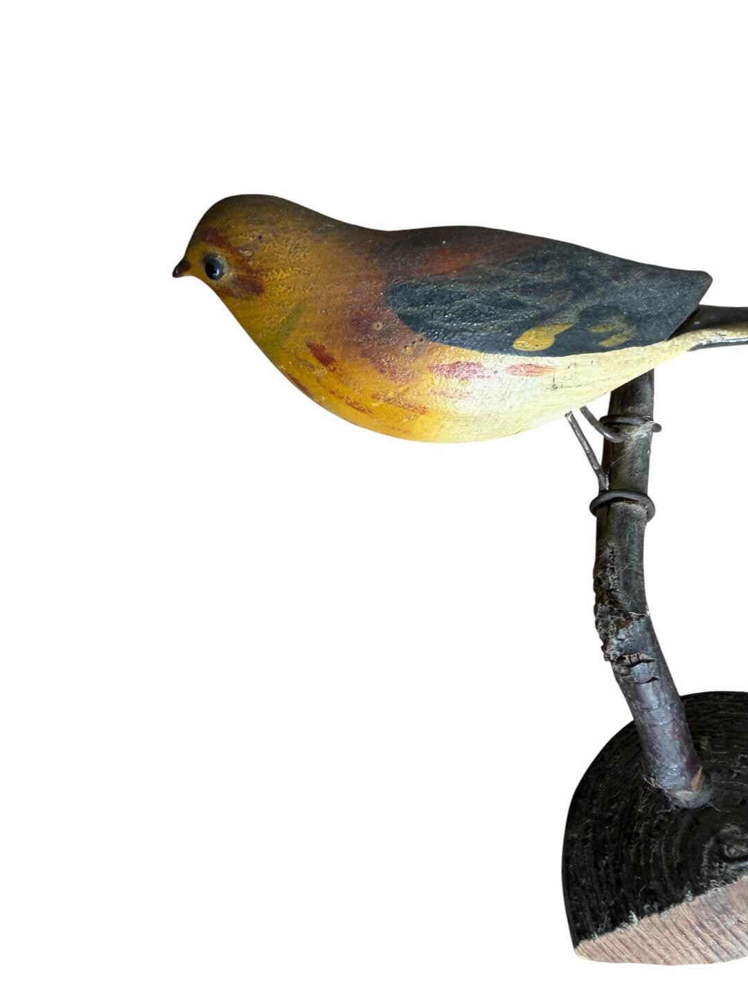 Austrian Folk Art Carved Wood Wren