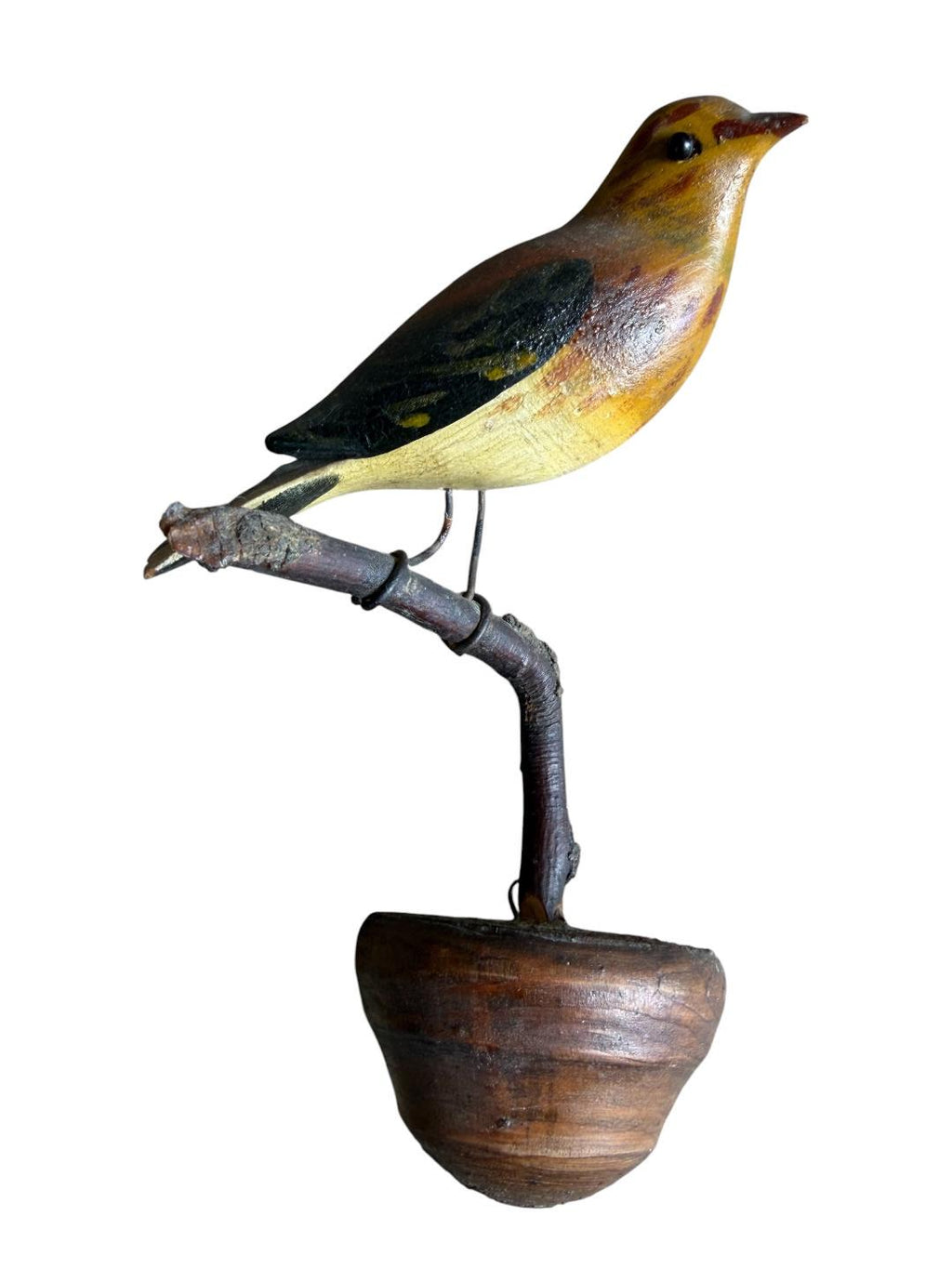 Austrian Folk Art Carved Wood Wren